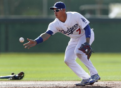 Alex Guerrero during spring training with the Dodgers.