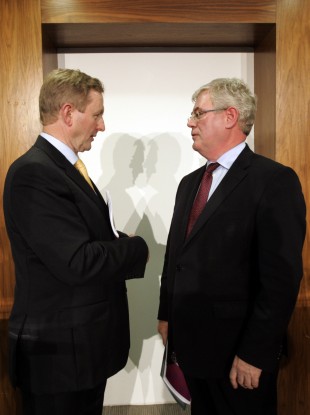 Taoiseach and Fine Gael leader Enda Kenny with Tanaiste Eamon Gilmore.