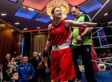 Katie Taylor pictured after winning the first of her three bouts.