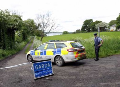 Gardaí at Lough Sheelin yesterday.