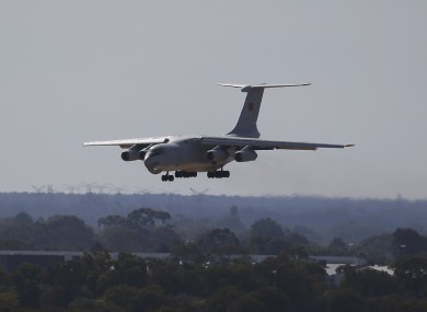 Chinese Ilyushin IL-76 aircraft after returning from ongoing search operations for missing Malaysia Airlines Flight 370 in Perth