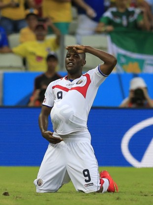 Costa Rica's Joel Campbell celebrates scoring.