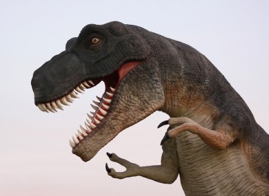 Lukewarm-blooded dinosaur posed by model