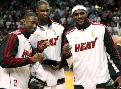 Out the gap? Dwayne Wade, Chris Bosh and Lebron James.