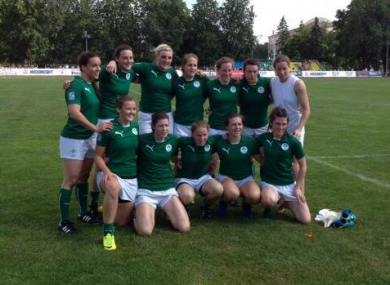 The Irish team pose for a post-match picture in Moscow.