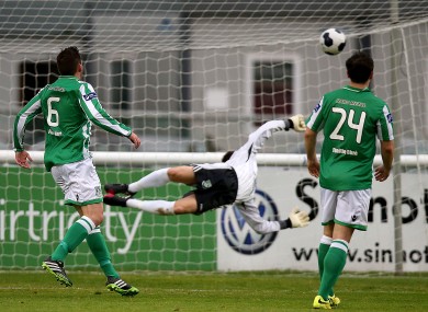 Gavan Holahan's shot beats Bray 'keeper Stephen McGuinness.