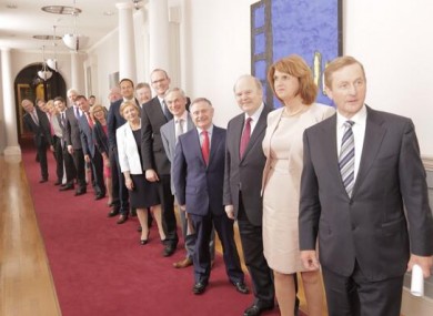 The new Cabinet preparing to enter the Dáil chamber earlier