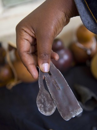 Some of the blunt and dirty tool used to carry out female genital mutilation (FGM) which were surrendered to Afnet, the anti-female genital mutilation network in Dodoma, Tanzania.