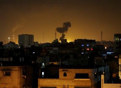 Smoke rises after an Israeli missile strike in Beit Lahia, northern Gaza Strip.