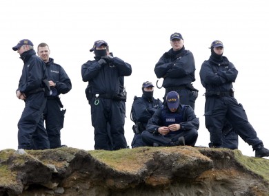 File photo of Public Order branch Gardai a beach in Mayo, 2009, during protests over pipelaying at the project.