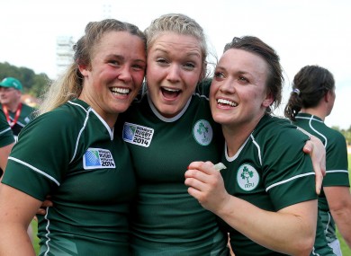 Ashleigh Baxter, Vikki McGinn and Lynne Cantwell celebrate their win.