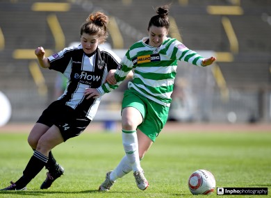 A file photo of Raheny's Clare Shine (L) who scored twice for the club against NSA Sofia in their Champions League clash today.