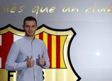 Thumbs up: Barcelona defender Thomas Vermaelen.
