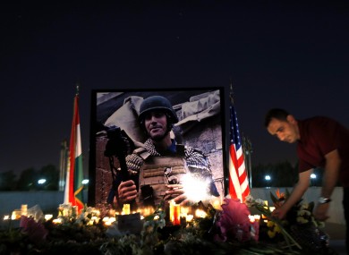 A memorial to US journalist James Foley, in Irbil, Iraq.