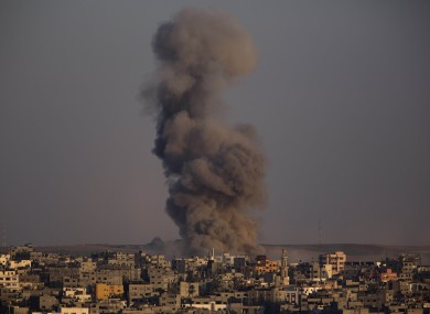 Smoke rises after an Israeli airstrike in Gaza City.