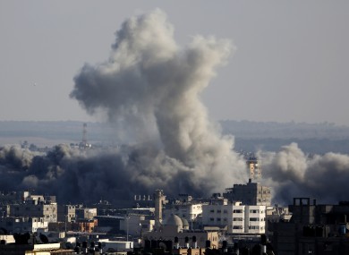 Smoke rises over Gaza City after an Israeli strike on Friday.