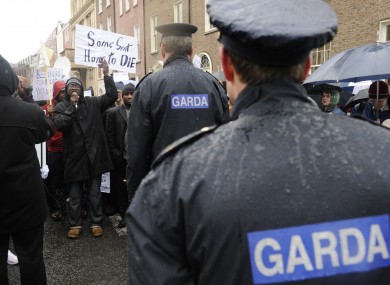 Gardaí at a Residents Against Racism Demonstration in 2010.