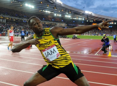 Bolt in his trademark pose.