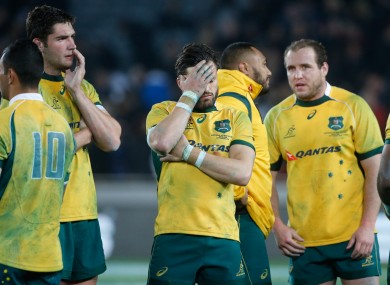 The Australian team dejected after the game.