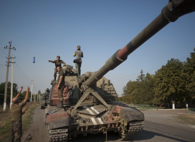 A Ukrainian military vehicle.