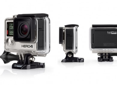 The GoPro Hero4 Black, which can record 4K footage at 30 frames per second.