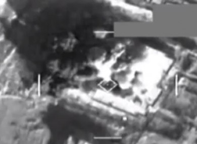 Airstrike of an ISIL storage facility in Syria.