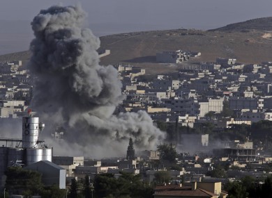 Smoke rises over Kobane