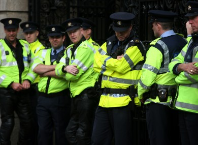 Members of the Garda gathered outside Leinster House as the Dáil resumed in September.