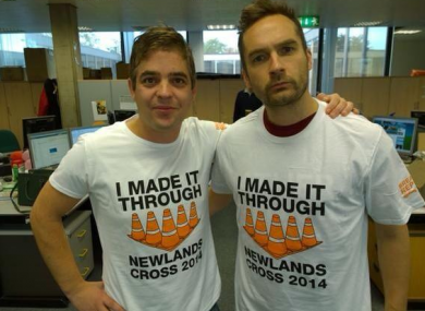 2fm's Keith Walsh and Diarmuid Byrne. They made it through Newlands Cross, apparently.