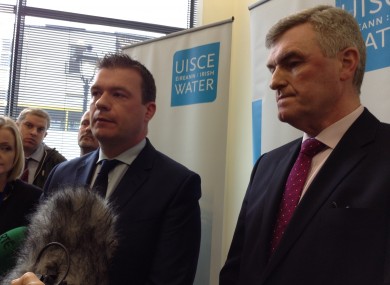 Alan Kelly and John Tierney at Irish Water headquarters today