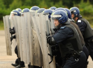 File photo of members of the PSNI undergoing riot training.