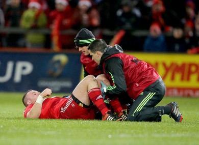 Kilcoyne receiving treatment on Saturday.