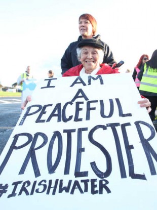 A water protester in Jobstown, Tallaght last month.