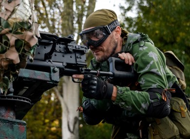 File photo of a pro-Russian rebel at Donetsk airport.