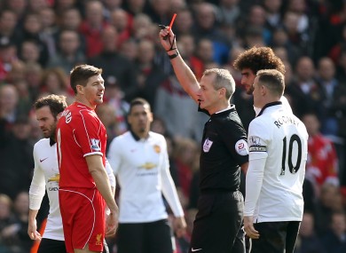 Gerrard receives his marching orders.