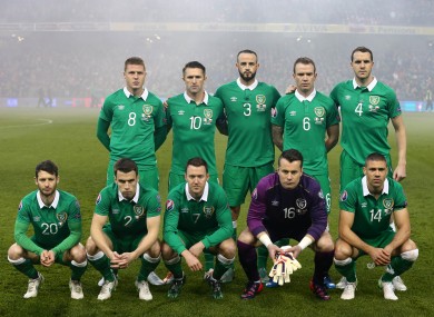 Tonight's Ireland team minus Robbie Brady, who was mysteriously absent for the team photo.