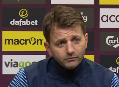 Sherwood speaking at the post-match press conference.