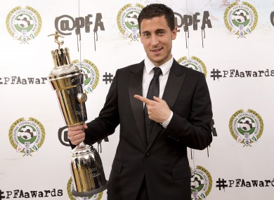 Winner of the PFA's Men's Player of the Year, Eden Hazard.