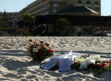 Tributes remain on the beach near the RIU Imperial Marhaba hotel in Sousse, Tunisia, following the terror attacks on the beach.