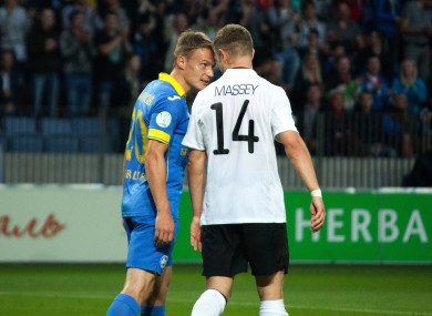 Rodionov appears to headbutt Massey after his side's second goal.