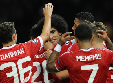 Fellaini came off the bench to score in the first leg against Brugge.