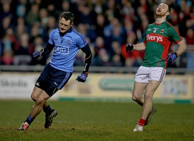 Denis Bastick celebrates his goal for Dublin in the league against Mayo.