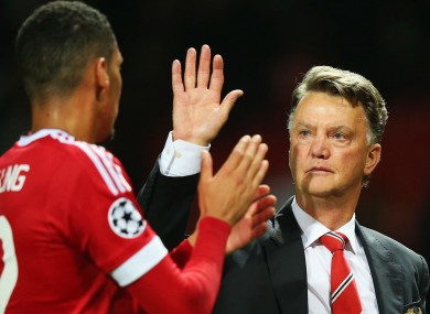 High 5! Manchester United manager Louis van Gaal.