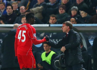 Liverpool striker Mario Balotelli and manager Brendan Rodgers.