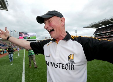 Kilkenny senior hurling manager Brian Cody celebrates following today's All-Ireland final victory against Galway.