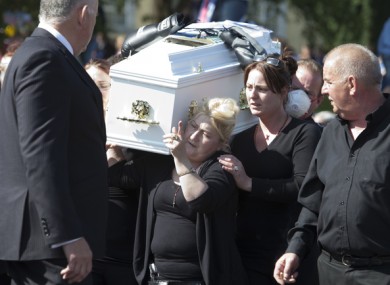 Helen O'Driscoll at the funeral of her 9-year-old twin boys, Tom and Paddy, in Charleville last year.