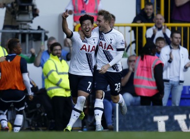 Son and Christian Eriksen moments after his goal.