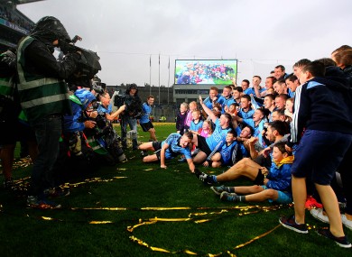 The Dublin team celebrate their title win.