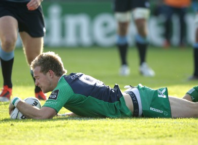 Connacht's Kieran Marmion scores their opening try.