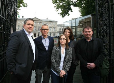 Residents of Longboat Quay at Leinster House today